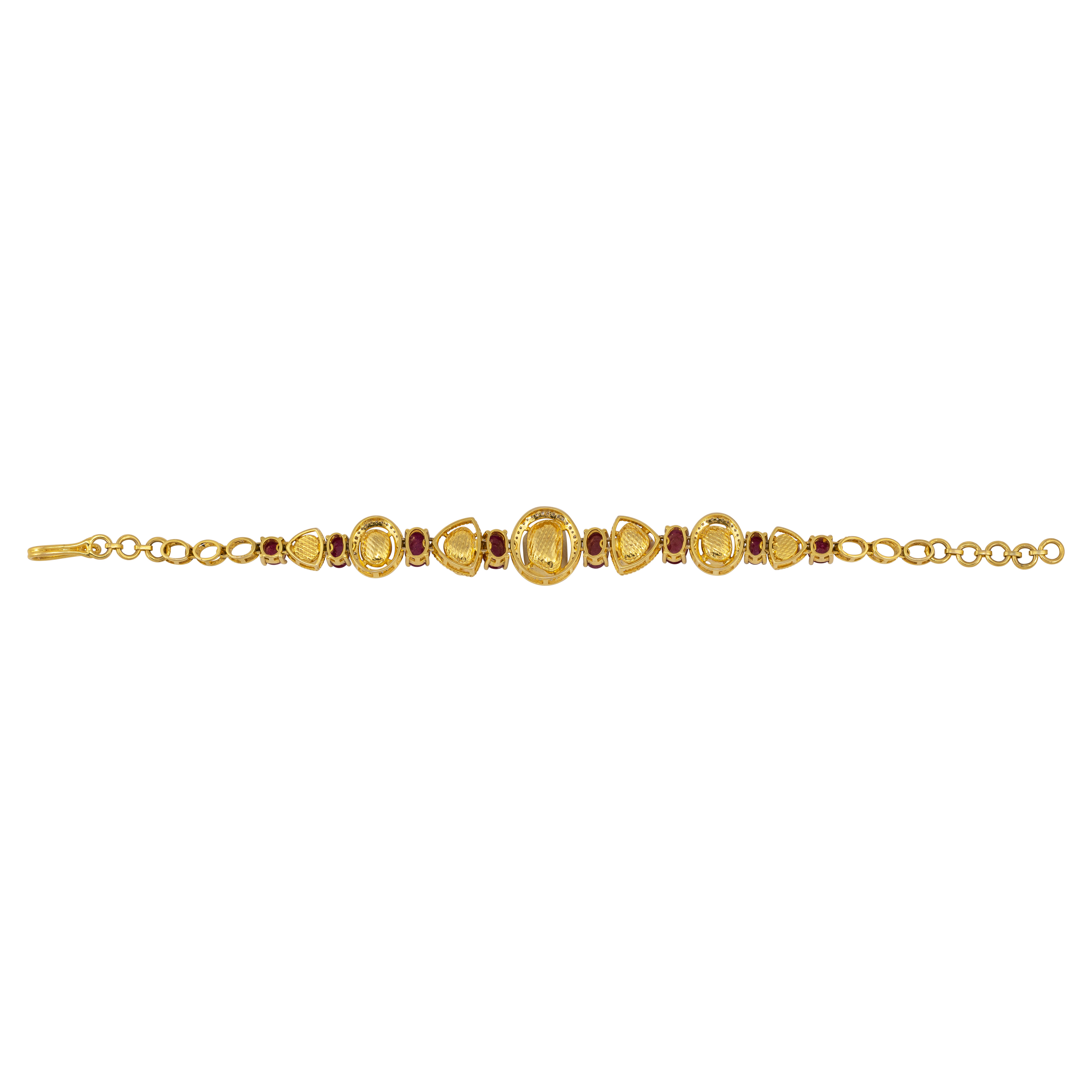 Polki and Ruby Tennis Bracelet in Yellow Gold